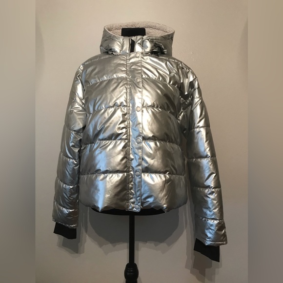 aerie Jackets & Coats Offline By Aerie Silver Puffer Coat Jacket
